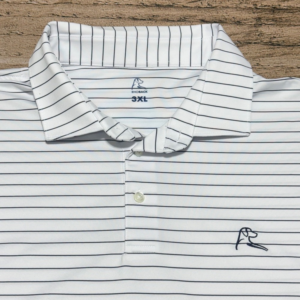 Rhoback Polo Shirt Mens 3XL White Long Sleeve Performance Performance Golf Shirt - Picture 2 of 7